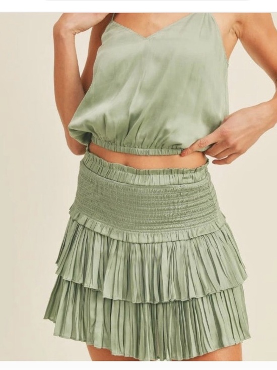 Pookie & Sebastian Dresses & Skirts - Pookie & Sebastian Tiered Ruffle Mini Skirt in Sage Green